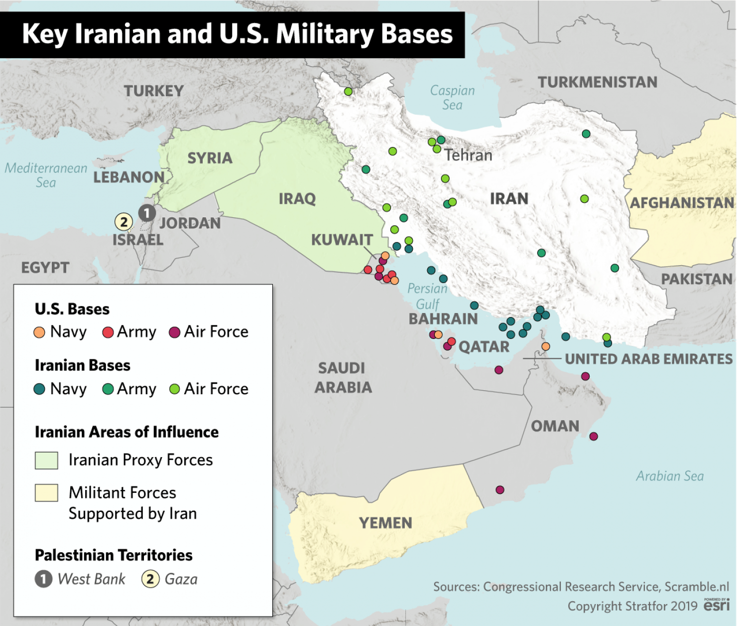 US Iran tensions in Middle East 2026 map